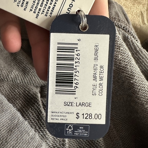 Johnnie-O Burner Mens Meteor Grey Drawstring Cotton Blend Joggers Sz Large NEW - Picture 3 of 3